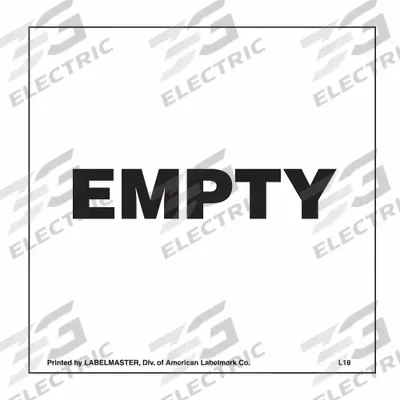 LABELMASTER Container Label: "Empty" Label, 4 in x 4 in, 4 in Label Ht, 4 in Label Wd