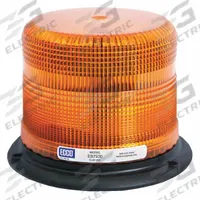 ECCO Beacon Light: Flashing Beacon, Amber, 6 11/16 in Overall Ht, LED, 12-48V DC (MPN EB7935A). Key specifications — Operating Voltage: 12-48V DC; Number of Flash Patterns: 11; Includes: Mounting Hardware; Electrical Connection: Blunt Cut Wires; Mount Type: Bolt; Brand: ECCO; Shape: Round; Lighting SAE Class Rating: SAE Class 2.