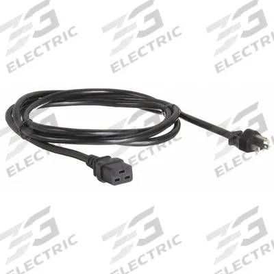 APC BY SCHNEIDER ELECTRIC Power Cord: 8 1/4 ft Lg, 3/14, 5-15P Plug, C19 Receptacle, SJT - Electronic Equipment Power Cords