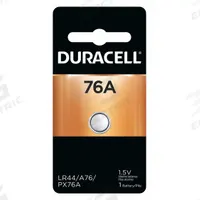 DURACELL Button Cell Battery: 76A Battery Size, Alkaline, 130 mAh Capacity, 1.5V DC, 0.45 in Dia (MPN 76x4BCD). Key specifications — Voltage - Batteries: 1.5V DC; Battery Chemistry: Alkaline; Product Type: Button Cell Battery; Battery Size: 76A; Brand: DURACELL; Voltage - Subhead: 1.5V DC.