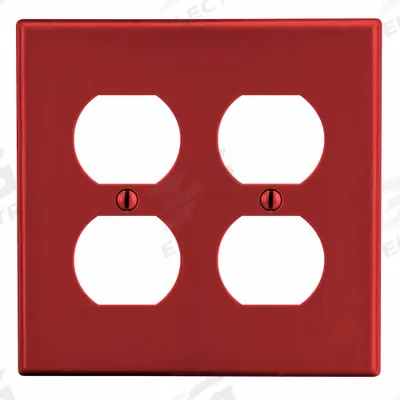 HUBBELL Wall Plate: Duplex Outlet, 2 Gang, Red - General Purpose Wall Plates