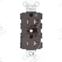 HUBBELL Receptacle: Hospital Grade Fed. Spec., Duplex, 5-20R, Brown, 125V AC, 20 A, 2 Pole / 3 Wire (MPN SNAP8300TRA)