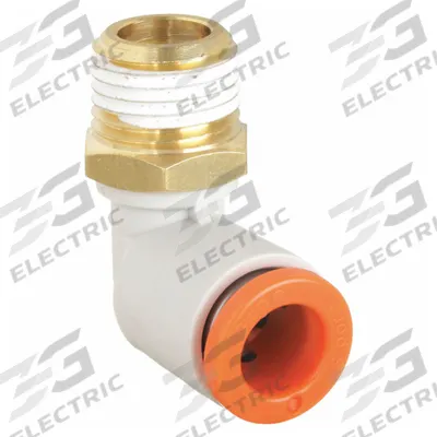 SMC Push-Fit Elbow Fitting: 1/4 in OD x 1/8 in Pipe Size, Push-to-Connect x MNPT - Polybutylene & Brass Tube Fittings