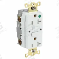 HUBBELL GFCI Receptacle: Hospital Grade, Duplex, 5-20R, White, GFCI, 125V AC, 20 A, 2 Pole / 3 Wire (MPN GFRTW83W)