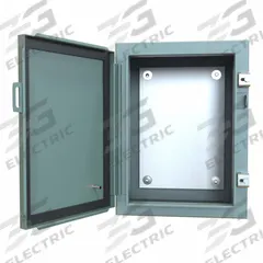 HAMMOND Electrical Enclosure: Steel, 16 in x 12 in x 8 in, NEMA 12/13, w/Panel, Solid Cover, Hinged (MPN 1418B8). Key specifications — Brand: HAMMOND; Closure Method: Clamps; Knockouts: Not Included.