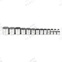 PROTO Socket Set: 3/8 in Drive, 13 Piece, 12-Point, SAE, 1/4 in to 1 in (MPN J52124). Key specifications — attr1224269: 3/8 in; attr1204685: Not Tether Capable; attr1204650: 1/4 in to 1 in; attr1204673: Socket Bits Not Included; attr1204688: PROTO; attr1206170: Standard Sockets.
