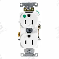 LEVITON Straight Blade Single Receptacle: Hospital Grade, Duplex, 5-15R, White, 125V AC, 15 A (MPN 8200-HW)