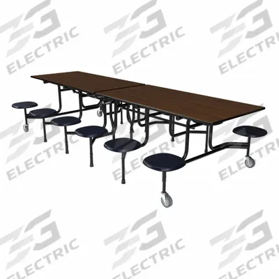 PALMER HAMILTON Cafeteria Table: Montana Walnut, Stool Seat, 29 in Overall Ht - Bi-Fold Cafeteria Tables