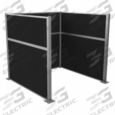 VERSARE Cubicle Kit: 72 in Overall Ht, 72 in Overall Wd, 3 Panels, Black - Modular Cubicle Walls