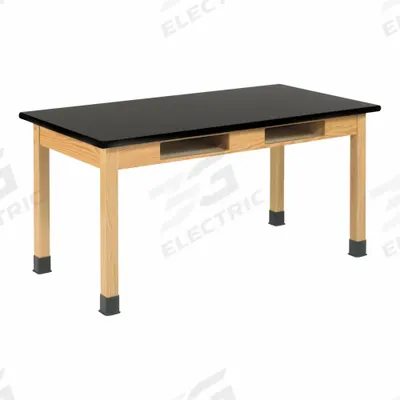DIVERSIFIED SPACES Wooden Leg Tables with Compartments: 21 in Overall Wd, 30 in Overall Ht - Fixed-Height Laminate Surfaced Lab Tables