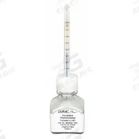 DURAC PLUS Bottle Thermometer: 15°C to 50°C, +/-0.75°C, 30 mL Bottle Volume, Glass Beads (MPN B60600-1000). Key specifications — Bottle Fill Medium: Glass Beads; Temperature Units: Celsius; Accuracy: +/-0.75°C; Brand: DURAC PLUS.