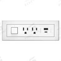 LEGRAND Furniture Power Outlet: 2 Outlets, 10 ft Cord Lg, White, 5-15R, 7.13 in Wd, Type A/Type C (MPN RDSZCWH10). Key specifications — Shape: Rectangular; Brand: LEGRAND; USB Connectors Included: Type C; Mounting Style: Recessed.