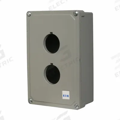 EATON Push Button Enclosure: 30mm, 2 Holes, Cast Zinc - Enclosures for 30mm Operators