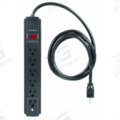 APPROVED VENDOR Outlet Strip: 6 Outlets, 6 ft Cord Lg, 1,050 J Rated Energy, 15 A Current - General Purpose Surge Protectors