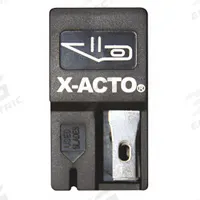 X-ACTO Blade Dispenser: Triangular, 1 1/2 in Blade Lg, 0.02 in Blade Thick, Carbon Steel, 15 PK (MPN X411). Key specifications — attr307563: Carbon Steel; attr307566: Yes; attr324883: X-ACTO.