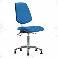ESD Task Chair: Vinyl, Armless, Ht Range 21 1/2 in to 29 in, 18 1/2 in Seat Wd, 17 in Seat Dp, Blue (MPN BR-ESD-VMBCH-MB-CR-T1-A0-NF-EG-ESDBLU). Key specifications — Foot Support: No; Back Tilt Backward: 13.5°; Back Tilt Forward: 10.5°; Base Material: Aluminum; Brand: APPROVED VENDOR; Product Type: ESD Task Chair; ESD-Safe: ESD-Safe; Seat Tilt Backward: 3°.