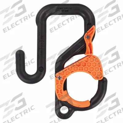 ERGODYNE Bucket Hook: 3 in W x 3 3/4 in H x 8 1/2 in L, Black/Orange - Bucket Bag Hooks & Covers