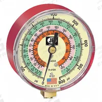 JB INDUSTRIES High Side Gauge: High Side Gauge, 0 psi to 800 psi, Non-Liquid Filled, 3 1/8 in Dia (MPN M2-825). Key specifications — Brand: JB INDUSTRIES; Accuracy: ± 3-2-3%; Color: Red; Calibration Certificate Type: Not Certified; For Refrigerant Type: R-410A.
