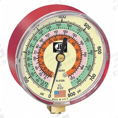 JB INDUSTRIES High Side Gauge: High Side Gauge, 0 psi to 800 psi, Non-Liquid Filled - Analog High Side Pressure Gauges