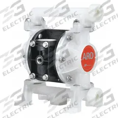 ARO Double Diaphragm Pump: PVDF Body, 3/8 in, NPT Connection, 10.6 gpm, 230 ft Max. Head, PTFE Valve (MPN PD03P-AKS-KTT). Key specifications — Brand: ARO; Seat Material: PVDF; Check Valve Material: PTFE.