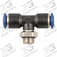AIGNEP USA Push-Fit Tee Fitting: 5/16 in OD x 5/16 in OD x 1/4 in Pipe Size, Nylon, 44 mm Overall Lg (MPN 85210-05-04). Key specifications — Brand: AIGNEP USA; Thread Size A: 3/8".