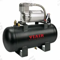 VIAIR CORPORATION Portable Air Compressor: Quiet, Oil Free, 1.5 gal, Horizontal, 0.29 hp, 12V DC (MPN 20003). Key specifications — attr48686: Oil Free; attr48685: 12V DC; attr48689: 0.67 cfm @ 120 psi; attr48678: 20.0 A; attr48688: Pressure Switch; attr48671: VIAIR CORPORATION; attr124308: Quiet (less than 75 dBA).