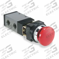 ARO Manual Air Control Valve: MaxAir, Three-Way / Two-Position, Button, Red, 26 scfm Flow Rate - Max (MPN M252HS-10). Key specifications — attr1092903: Red; attr1086905: Spring Return; attr1086907: MaxAir; attr1086914: Normally Open/Normally Closed; attr1086904: Manual Air Control Valve; attr1086871: M252HS-10.