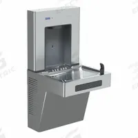 SLOAN Drinking Fountain with Bottle Filler: On-Wall, 8 gph @ 50°F, Touchless Sensor, Silver (MPN DRS110-UNFIL-REF-SS). Key specifications — Brand: SLOAN; Housing Material: 304 Stainless Steel; Chilling Capacity: 8 gph @ 50°F; Housing Color: Silver.