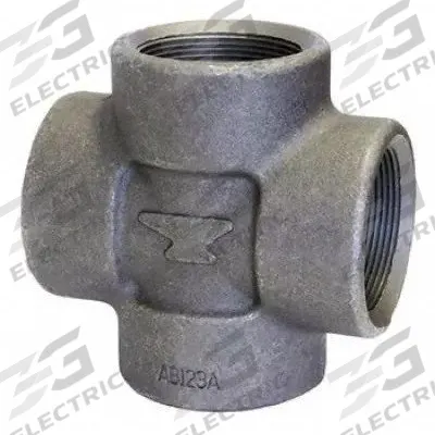 ANVIL Metal Pipe Cross: 1 in x 1 in x 1 in x 1 in, Steel, Class 2000 - Threaded High-Pressure Pipe Fittings