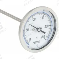 ASHCROFT Dial Thermometer: 0°F to 250°F /-20°C to 120°C, ±1% Accuracy, 9 in Stem Lg, 3 in Dial Dia (MPN 30EI60R). Key specifications — Accuracy: ±1 %; Brand: ASHCROFT.