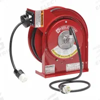 REELCRAFT Extension Cord Reel: Ratchet Lock, 45 ft Cord Lg, 12 AWG, SJEOOW, 5-20R Cord Lg, 5-20P (MPN L 4545 123 3A). Key specifications — Retractable Cord Ending NEMA Configuration: 5-20R; Feeder Cord Ending NEMA Configuration: 5-20P; Brand: REELCRAFT.