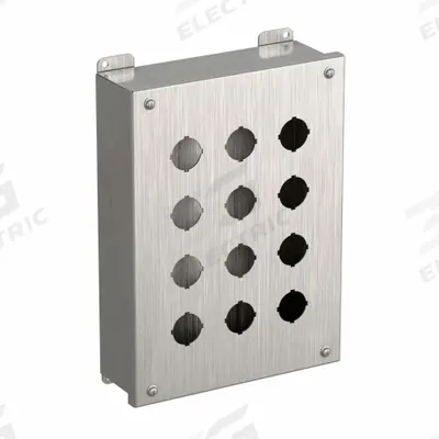 HAMMOND Push Button Enclosure: 30mm, 12 Holes, 304 Stainless Steel - Enclosures for 30mm Operators