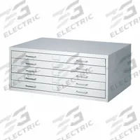 SAFCO PRODUCTS Flat File Cabinet: Gray, 5 Drawers, 16 1/2 in Overall Ht, 26 in Overall Dp, Steel (MPN 4969LG). Key specifications — attr988670: Powder Coated; attr988694: Steel; attr988691: No; attr988652: SAFCO PRODUCTS; attr988656: Gray; attr988720: Handle.