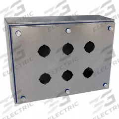 HAMMOND Push Button Enclosure: 30mm, 6 Holes, 304 Stainless Steel, NEMA 12/3R/4/4X (MPN HYPB6SS). Key specifications — attr211299: HAMMOND; attr1043605: Indoor Dust & Water Droplets.