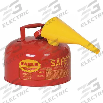 EAGLE Type I Safety Can: For Use With Flammables, 2 gal Capacity, Includes Funnel - Flammable Liquids Safety Cans