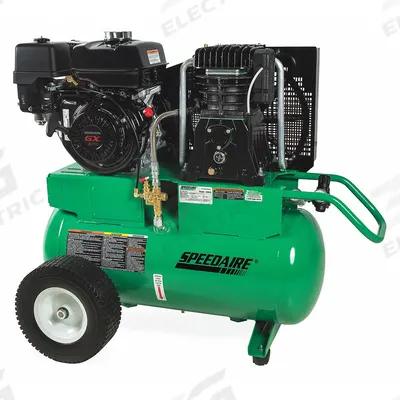 SPEEDAIRE Portable Gas Air Compressor: 2 Stage, 9 hp Engine, Honda, 18.3 cfm @ 90 psi - Wheeled Portable Engine Driven Air Compressors