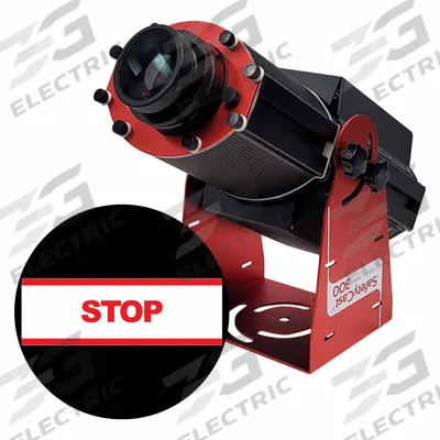 LASERGLOW TECHNOLOGIES Fixed Image Projector: Projector, Lens and Image Template, Red/White - LED Safety Walkway Projectors
