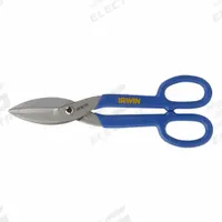IRWIN Tinners Snip: Straight, 12 3/4 in Overall Lg, 2 3/4 in Cutting Lg, Steel, Plastic, Steel (MPN 22012). Key specifications — attr308531: Plastic; attr308530: Steel; attr308532: Steel; attr308533: No; attr308535: Cold Rolled Steel; attr308541: 22 ga (Stainless Steel); attr308546: Straight; attr324897: IRWIN.