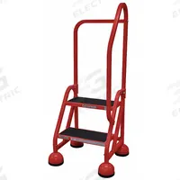 COTTERMAN Rolling Ladder: 1.5 ft Platform Ht, Partially Assembled, Steel, Wt-Actuated Auto-Lock (MPN ST-223 A2 C6 P5). Key specifications — Includes Handrails: Handrails Included; Material: Steel; Brand: COTTERMAN; Color: Red.