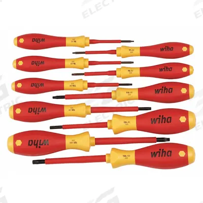 WIHA Insulated Screwdriver Set: 1-10 Pieces, 10 Pieces, Torx Tip, Ergonomic Grip - Insulated Precision Screwdriver Sets