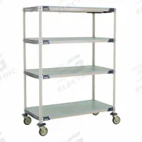 METRO Utility Cart: 50 in x 26 in, 67 in Overall Ht, 4 Shelves, Antimicrobial/Corrosion-Resistant (MPN X556EFX3). Key specifications — Resistance Properties: Antimicrobial; Corrosion-Resistant; Shelf Configuration: Standalone; Brand: METRO; NSF Approved: Yes; Number of Shelves: 4; Caster Wheel/Configuration: (2) Swivel Casters with Brakes; Material: 304 Stainless Steel.