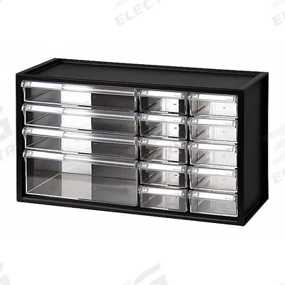 WESTWARD Drawer Bin Cabinet: 17 3/4 in x 7 in x 9 3/4 in, 14 Drawers, Stackable - Plastic Small Parts Drawer Cabinets