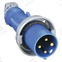 HUBBELL Pin and Sleeve Plug: Blue, 250V AC, Three Phase, 60 A, 3 Pole, 4 Wire, IEC Grounding (MPN HBL460P9W). Key specifications — Brand: HUBBELL.