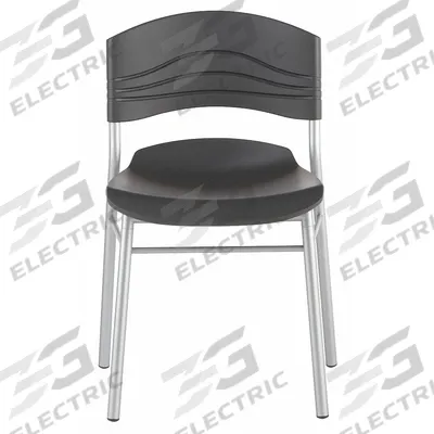 ICEBERG Cafe/Bistro Chair: Plastic Seat, Steel Frame, Seat Color Graphite - Plastic Stackable Chairs