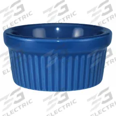 ITI Fluted Ramekin: 4 oz Capacity, Vitrified Stoneware, Blue, Microwaveable, Dishwasher Safe (MPN RAMF-4-LB). Key specifications — Microwaveable: Yes; Oven Safe: No; Brand: ITI; Material: Vitrified Stoneware; Color: Blue; NSF Certified: No; Dishwasher Safe: Yes.