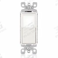 LEVITON Wall Switch: Rocker Switch, 3-Way, Maintained, White, 120/277V AC, 15 A (MPN L5613-2W). Key specifications — Illuminated: Yes; Voltage Rating: 120/277V AC.