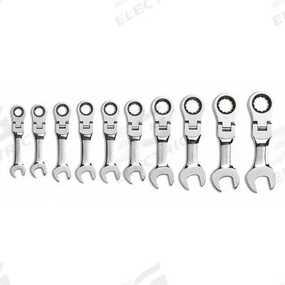 GEARWRENCH Combination Ratcheting Wrench Set: Alloy Steel, Full Polish Chrome, 10 Tools - Metric 12-Point Ratcheting Combination Wrench Sets