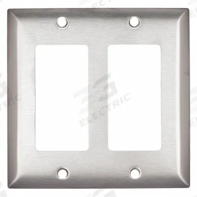 HUBBELL Wall Plate: Decorator-Rocker, 2 Gang, Silver - General Purpose Wall Plates