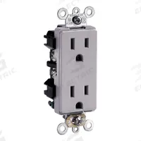 LEVITON Receptacle: Decorator Duplex, 5-15, Gray, 125V AC, 15 A, 2 Pole / 3 Wire (MPN 16252-GY)
