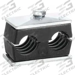 BEHRINGER PIPE SYSTEMS Vibration-Dampening Beta Clamp: Ribbed Bore, Steel Clamp, For 2 Lines (MPN TW2025-PP)